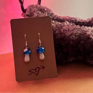 Blue mushroom earrings